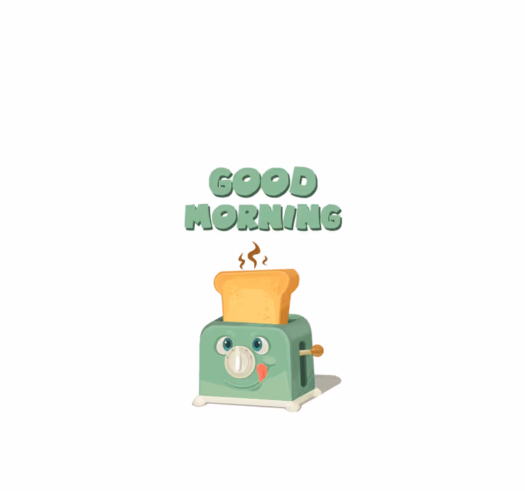 Good morning with toaster roller blind for kitchen window - TenStickers