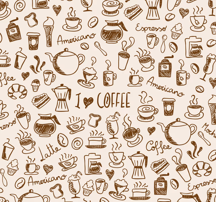 Coffee pattern roller blind for kitchen window - TenStickers