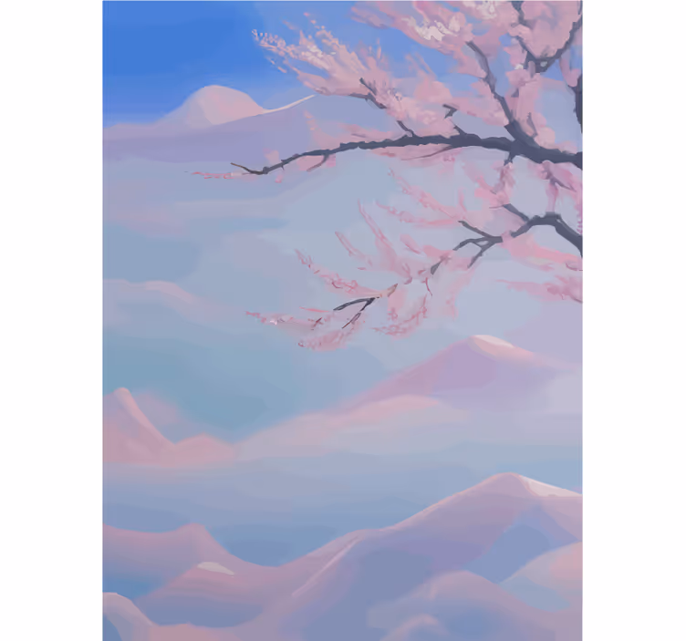 Zen cherry tree flowers branch bathroom window blind - TenStickers