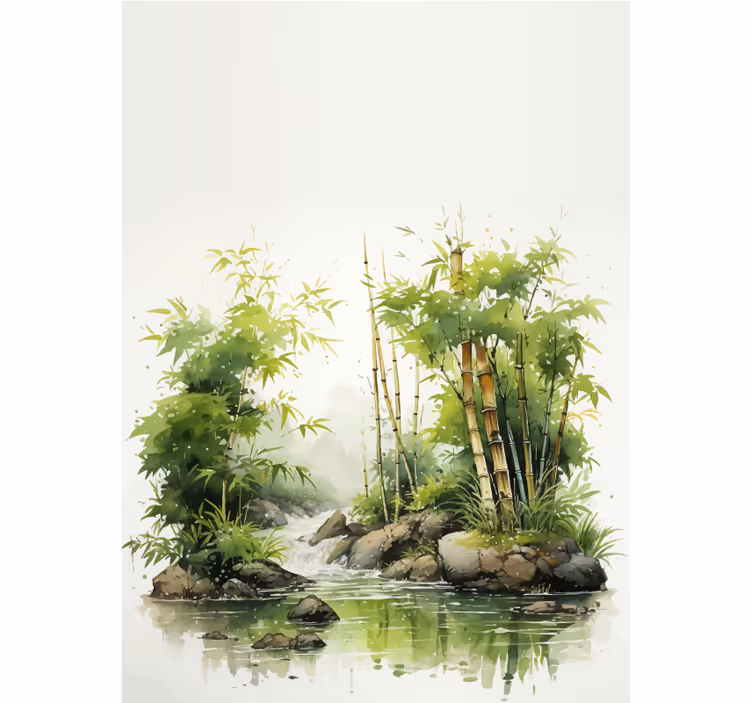 Zen bamboos and water fountain bathroom window blind - TenStickers