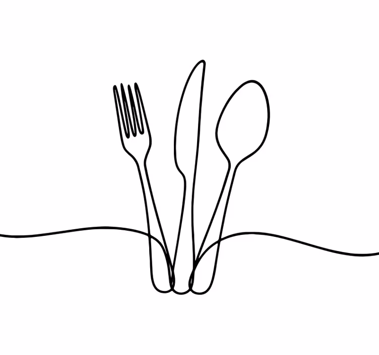 Stylish lines of utensils roller blind for kitchen window - TenStickers