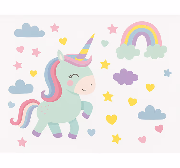 Colorful unicorn design kids roller blind - TenStickers