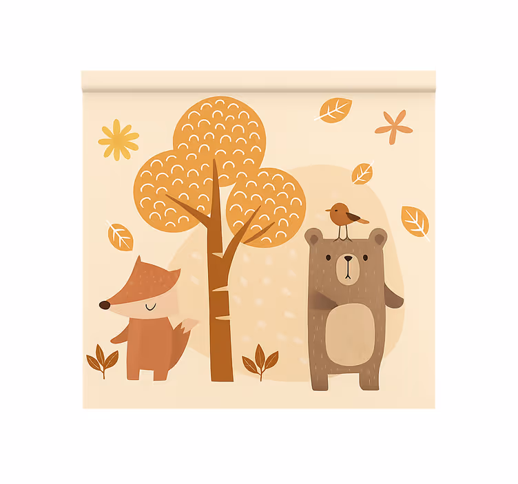 Beige forest animals kids roller blind - TenStickers