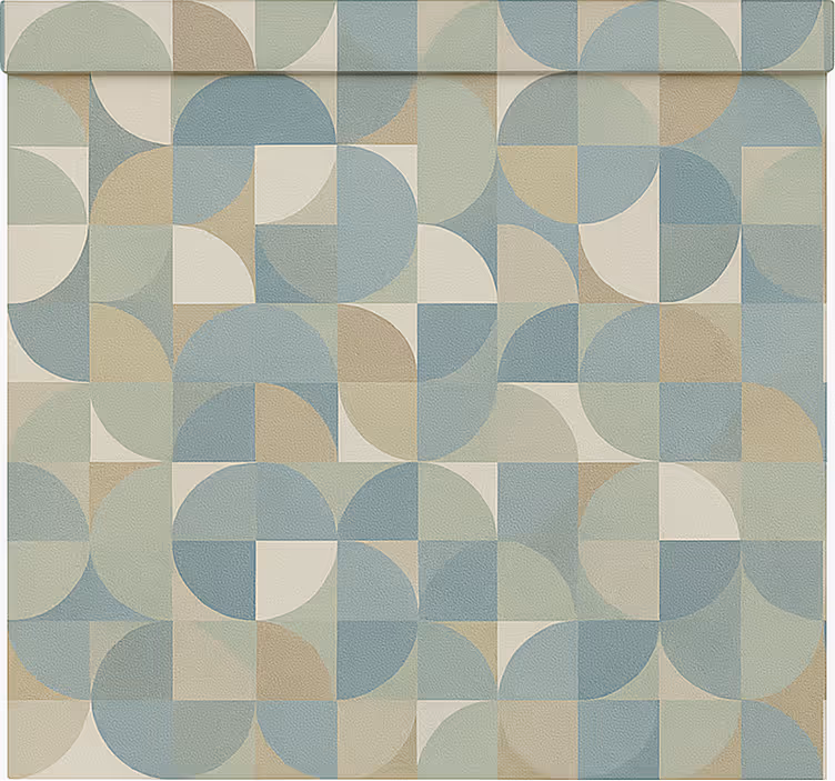 Green abstract forms modern roller blind - TenStickers