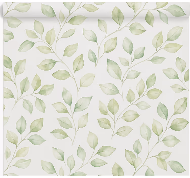 White background with leaves bathroom window blind - TenStickers