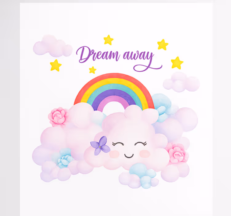 Pink clouds and rainbow kids roller blind - TenStickers
