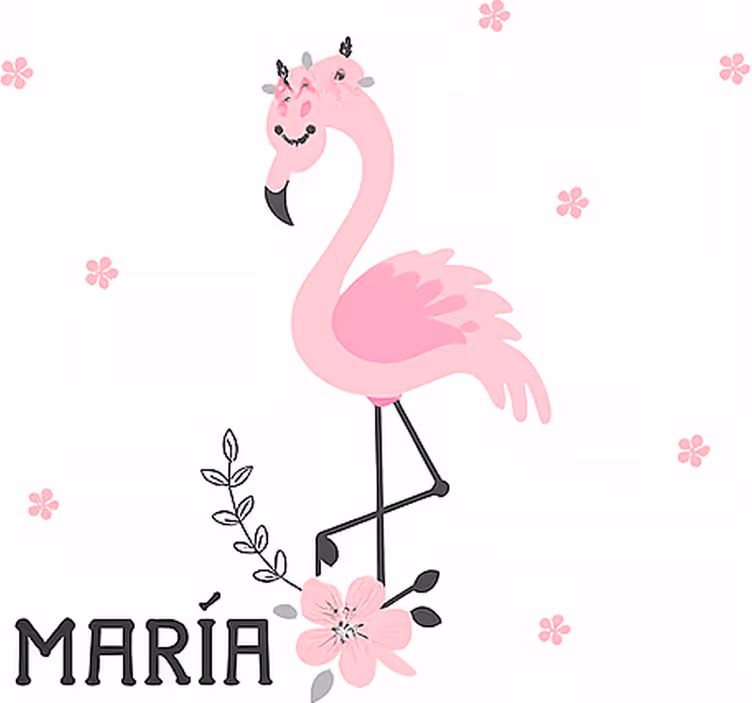 Pink flamenco with name kids roller blind - TenStickers