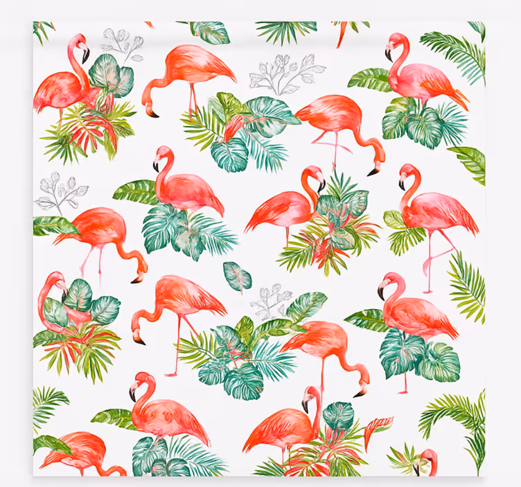 Flamingo Tropical Pattern roller blind for kitchen window - TenStickers