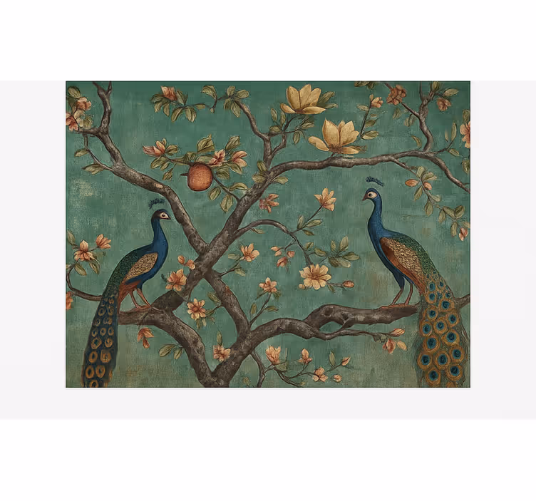 Ornate peacock tapestry roller blind for living room - TenStickers