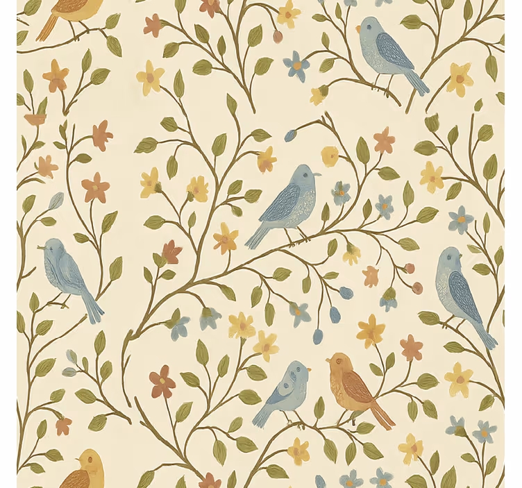 Colorful bird-and-branch roller blind for living room - TenStickers