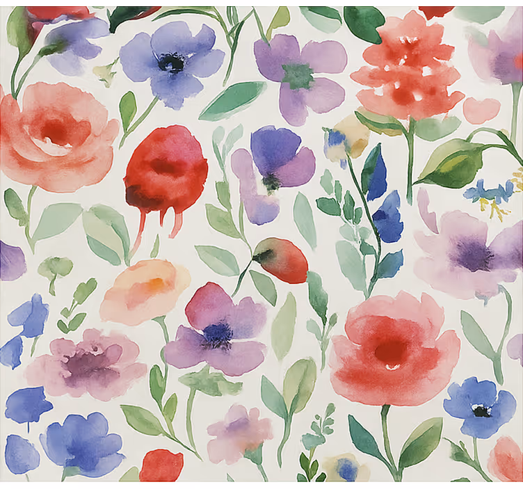 Vibrant watercolor floral roller blind for living room - TenStickers