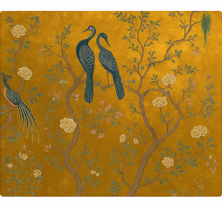 Ornate golden Chinoiserie roller blind for living room - TenStickers