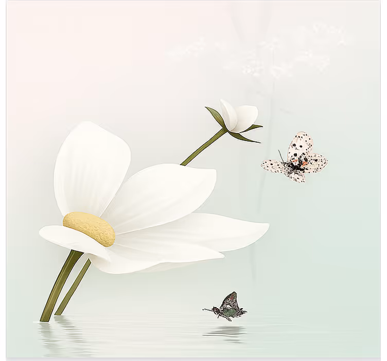Ethereal Daisy Reflections roller blind for kitchen window - TenStickers