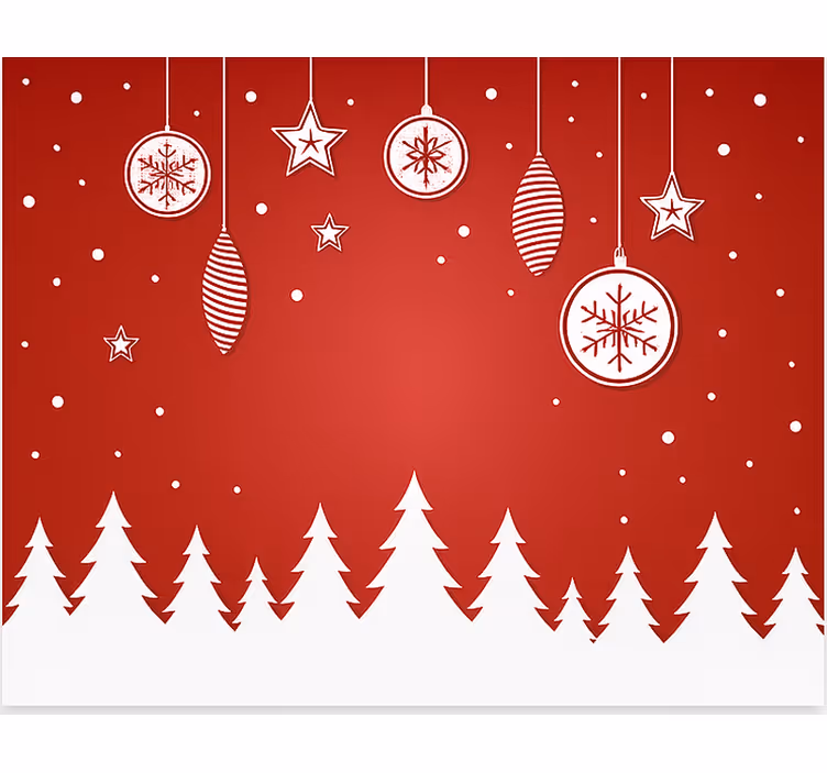 Red Christmas Trees roller blind for living room - TenStickers