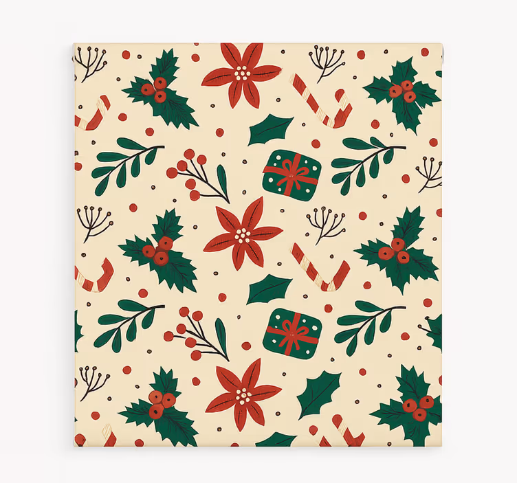 Red Ornaments Forest roller blind for living room - TenStickers