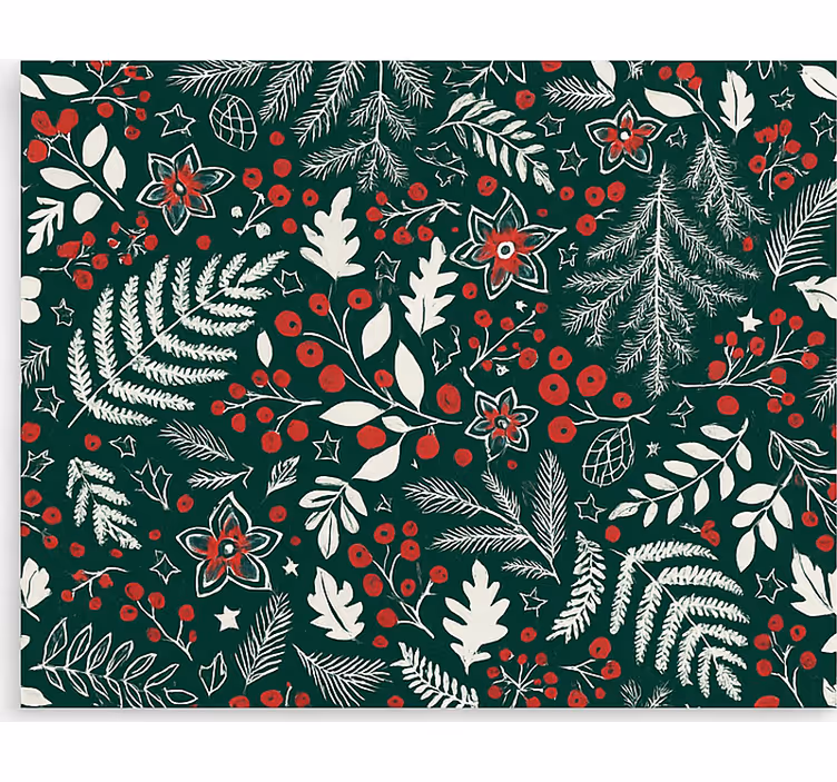 Floral Christmas pattern roller blind for living room - TenStickers