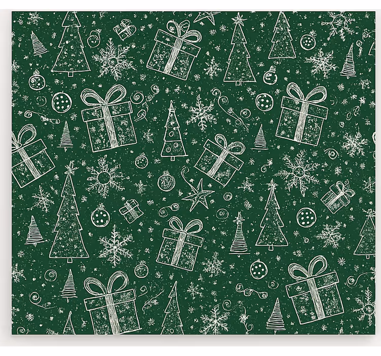 Green White Christmas roller blind for living room - TenStickers