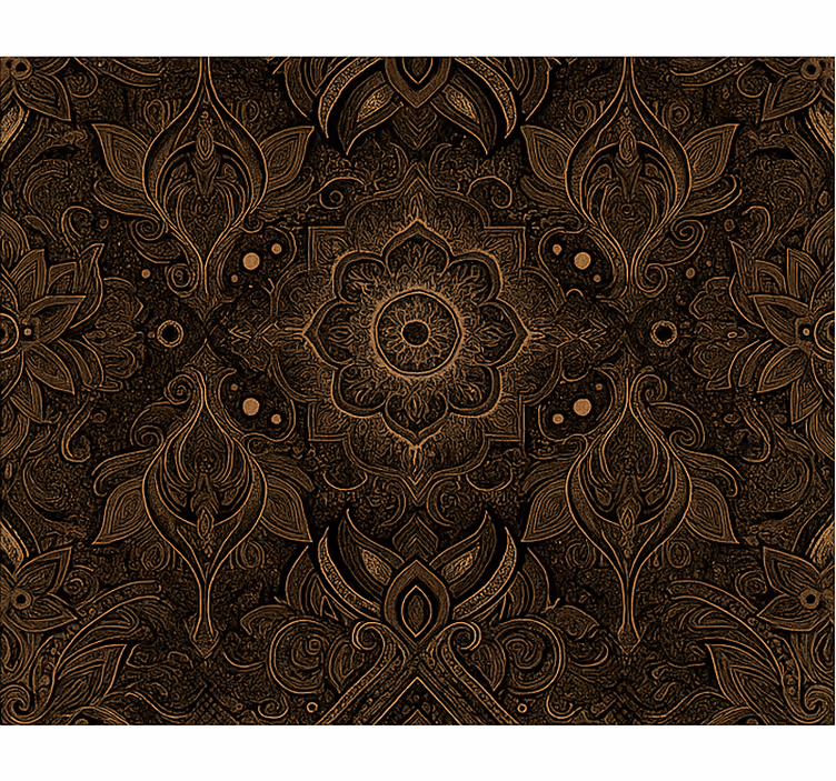 Dining room roller blinds in black and gold mandala - TenStickers