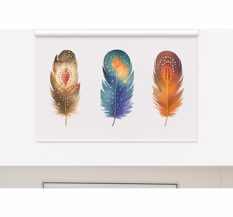 Dining room roller blinds with vibrant tribal feathers - TenStickers