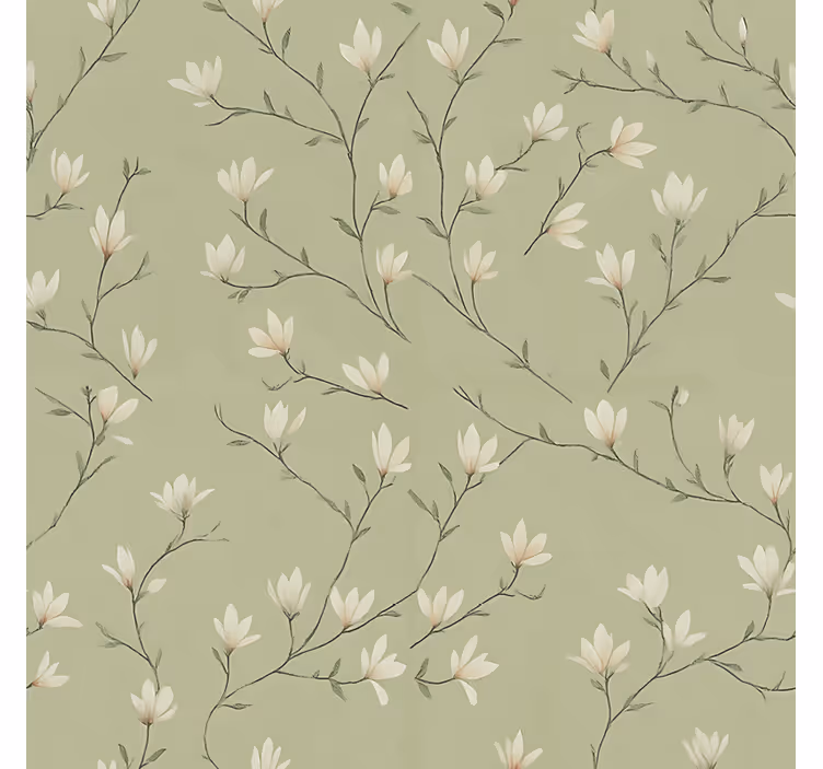 Dining room roller blinds in olive tone blooming branches - TenStickers