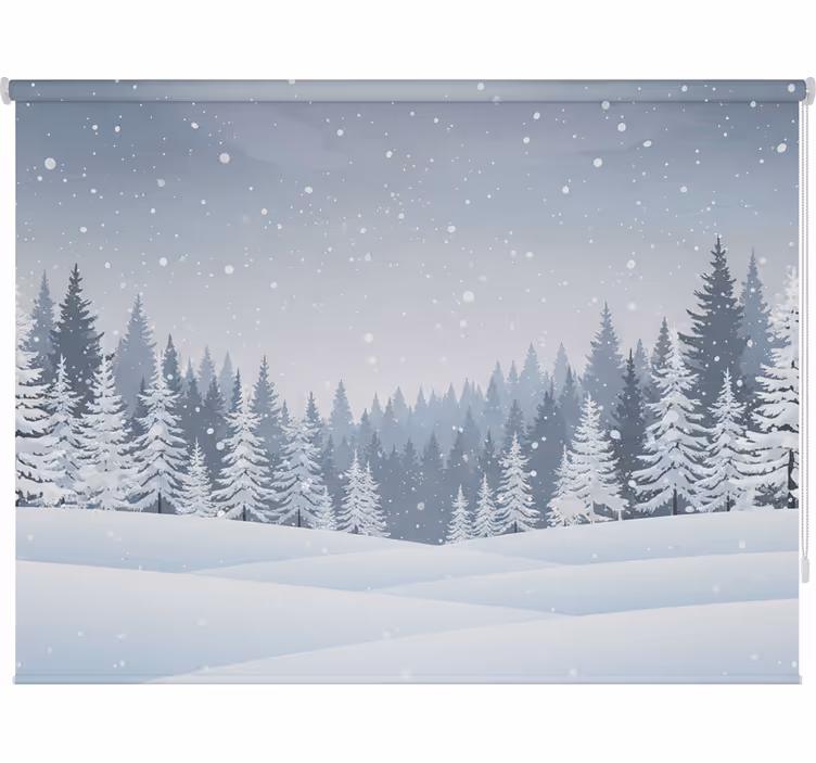 Nordic roller blind nordic winter forest view - TenStickers