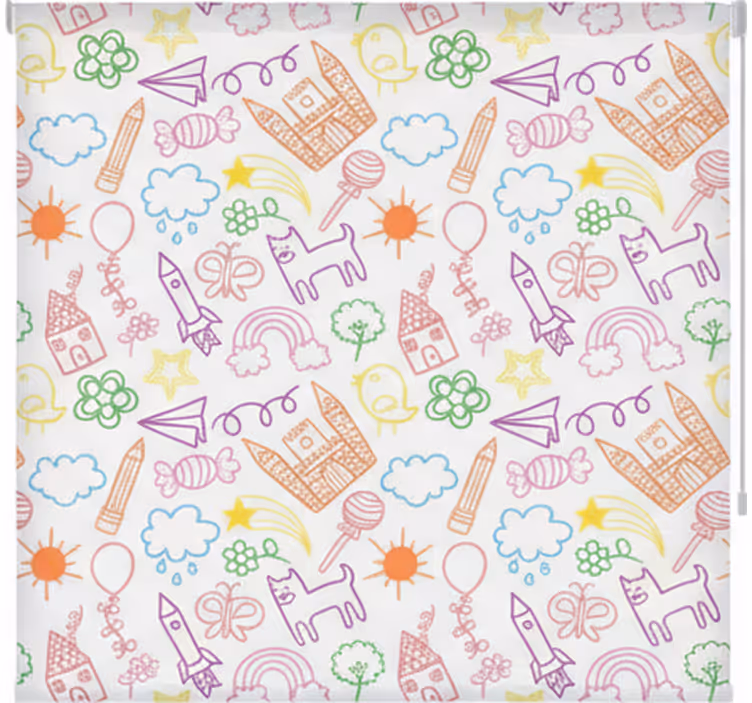 Nordic roller blind with whimsical doodle design - TenStickers
