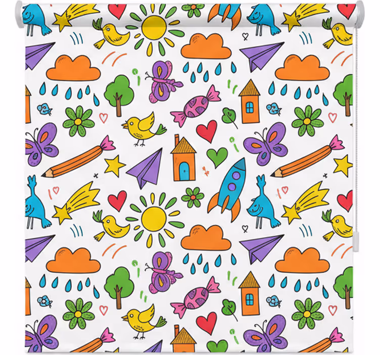 Nordic roller blind playful doodle design - TenStickers