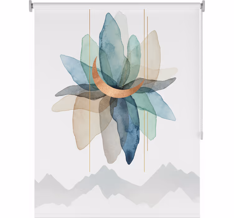 Nordic roller blind abstract colorful mountain view - TenStickers