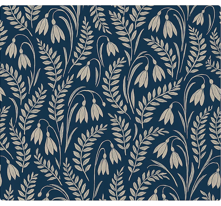 Nordic roller blind in navy beige snowdrop flowers - TenStickers