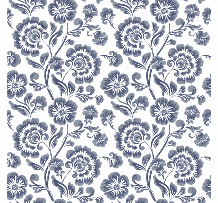 Bathroom window blind blue flowers on white - TenStickers