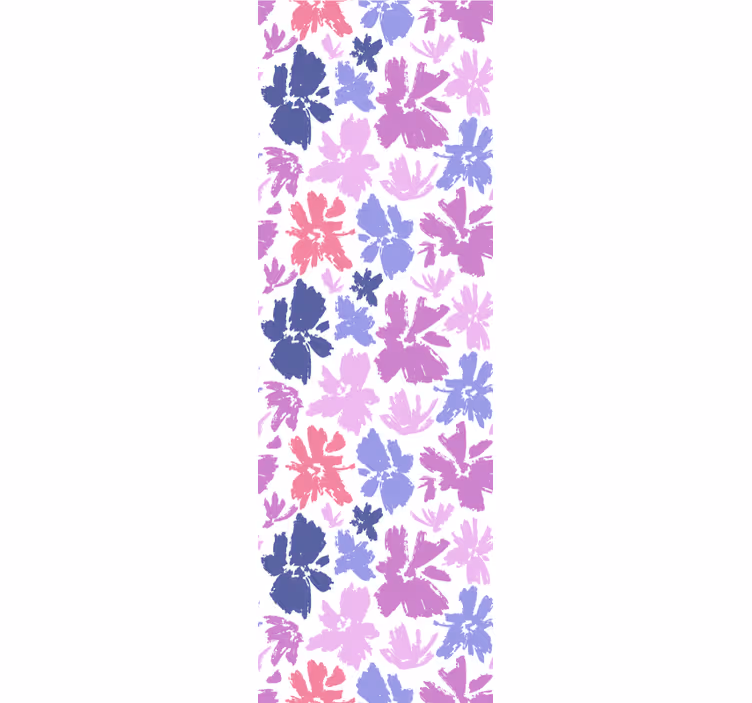 Dining room roller blinds purple floral display - TenStickers