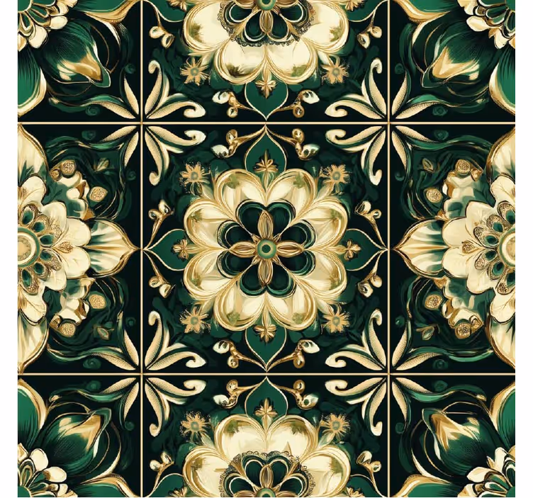 Roller blind for kitchen window botanical mosaic tiles - TenStickers