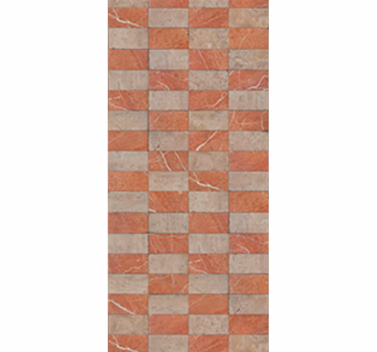 Roller blind for kitchen window geometric beige tiles - TenStickers