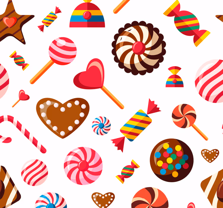 Candy patterns roller blind for kitchen window - TenStickers