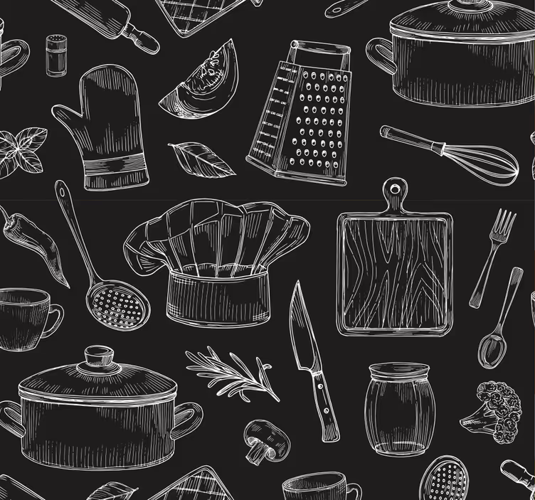 Roller blind for kitchen window with utensil designs - TenStickers
