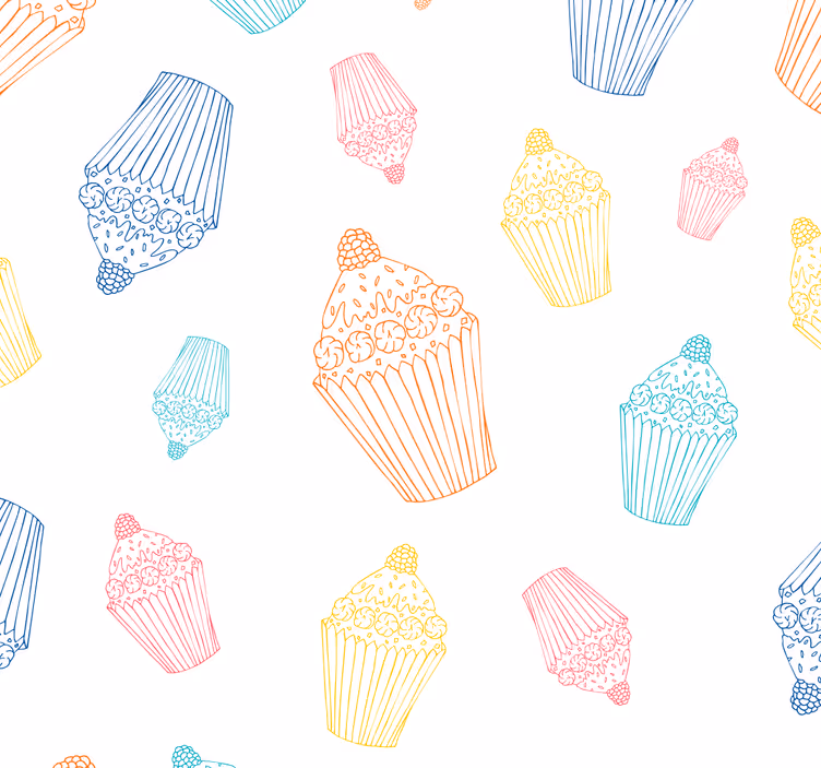 Cupcake sketches roller blind for kitchen window - TenStickers