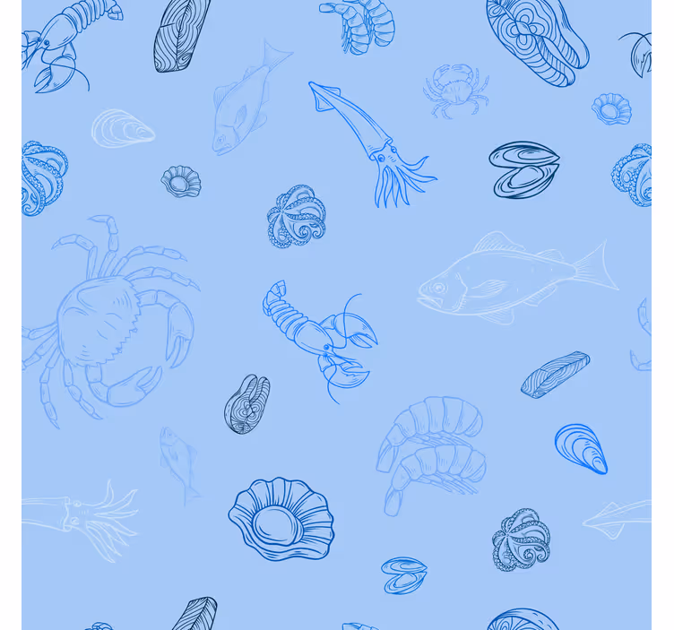 Roller blind for kitchen window seafood design - TenStickers