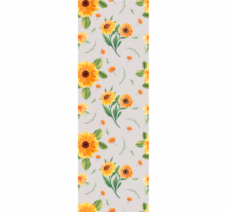 Roller blind for kitchen window sunflower watercolor pattern - TenStickers