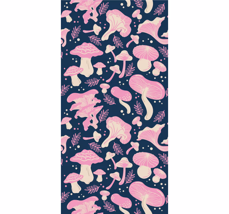 Roller blind for kitchen window pink mushroom pattern - TenStickers