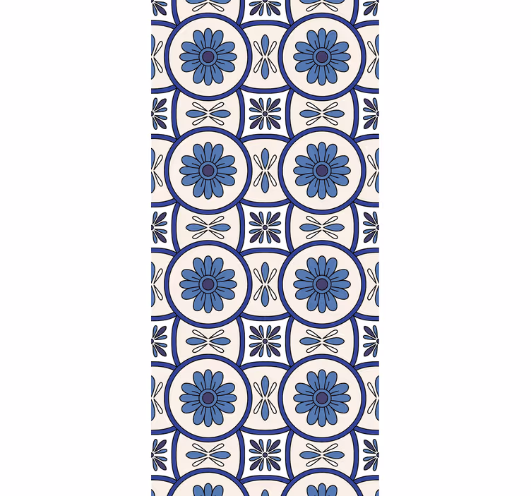 Roller blind for kitchen window blue flower tile - TenStickers