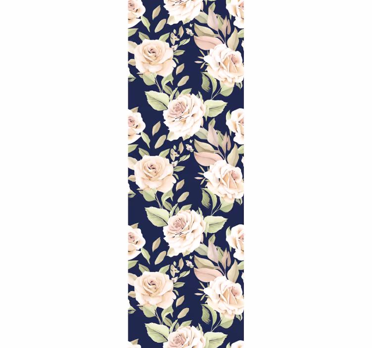 Roller blind for kitchen window vintage rose on blue - TenStickers