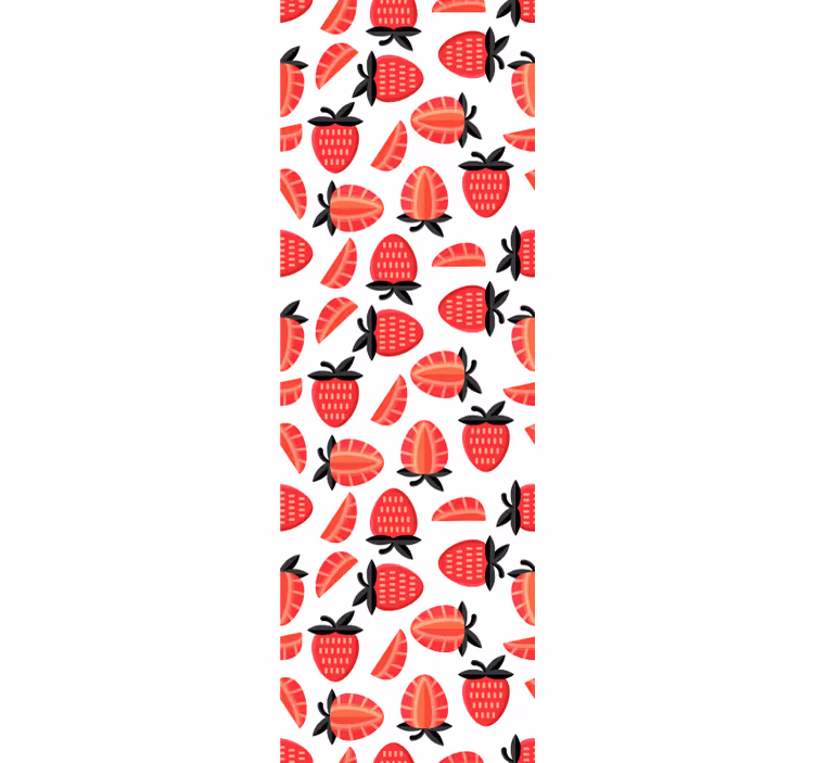 Roller blind for kitchen window with red strawberry pattern - TenStickers