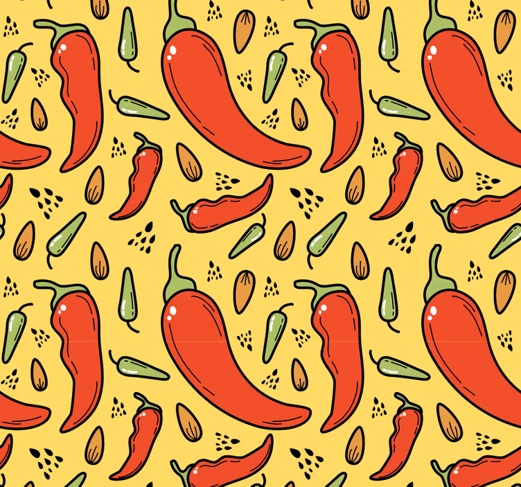 Red and green hot chili roller blind for kitchen window - TenStickers