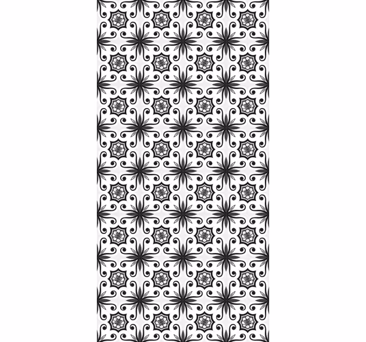 Vintage black tile roller blind for kitchen window - TenStickers
