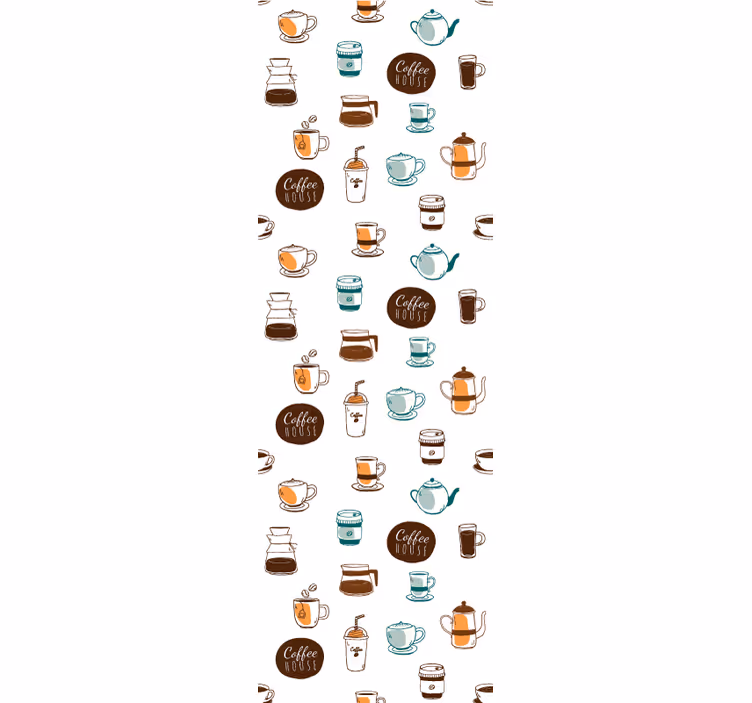 Coffee house cafe patterned roller blind for kitchen window - TenStickers