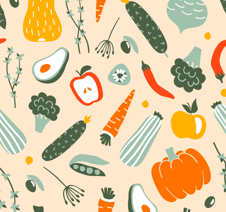 Colorful assorted food roller blind for kitchen window - TenStickers