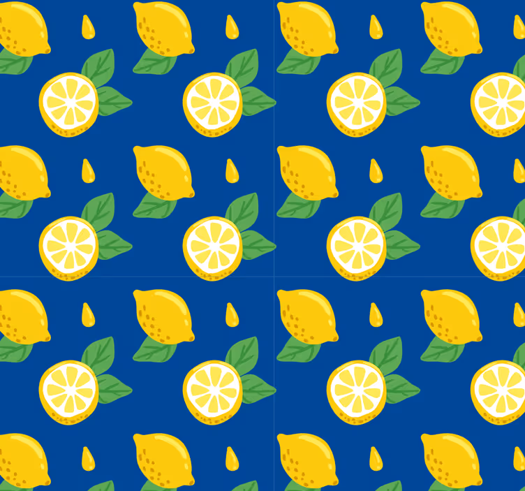 Roller blind for kitchen window with hand-drawn lemons - TenStickers