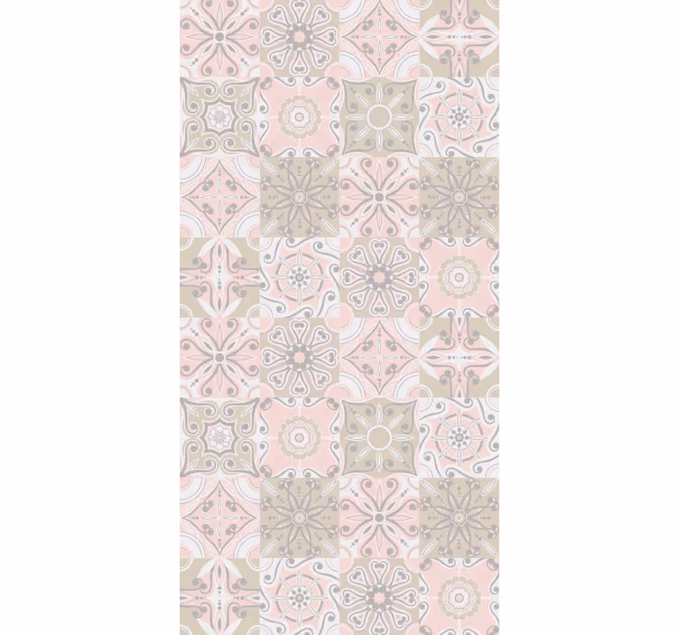 Roller blind for kitchen window in pink and grey tile - TenStickers