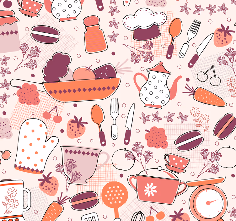 Roller blind for kitchen window food heart shape - TenStickers