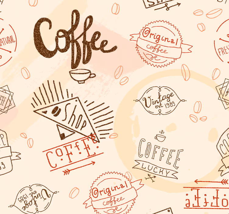 Roller blind for kitchen window with coffee icons - TenStickers